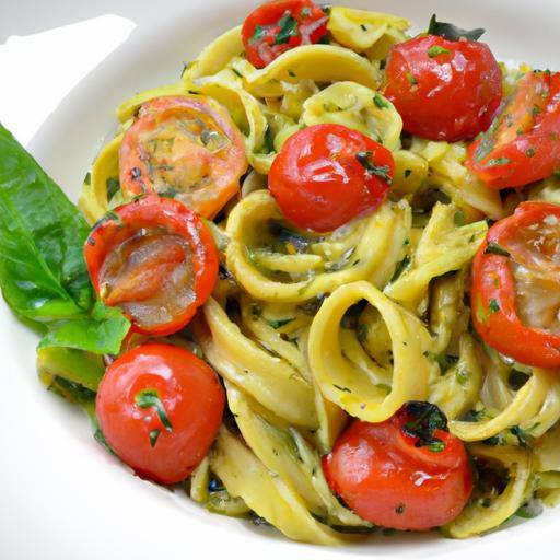 Vibrant Pesto Pasta with Juicy ‍Cherry Tomatoes Delight