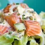 Smoked Salmon Salad with Lush Creamy Caper Chive Dressing