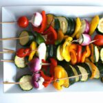 Colorful Veggie Skewers Paired with Creamy Tahini Dip