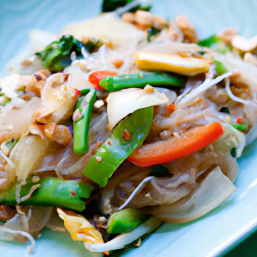 Savory Rice Noodles Tossed with Soy Sauce and Fresh Veggies