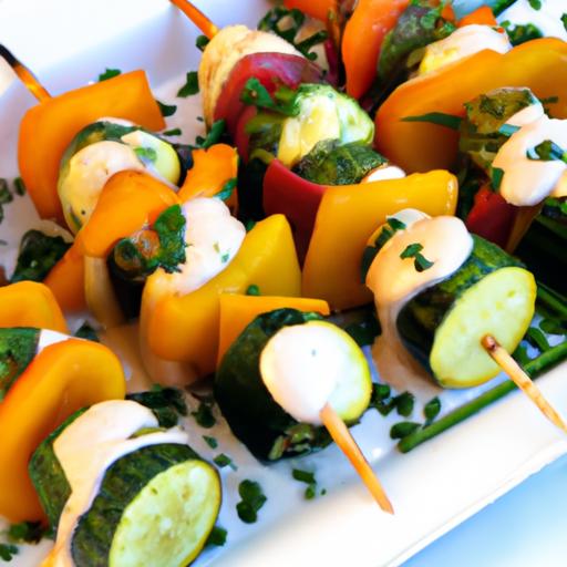 Colorful Veggie⁣ Skewers Paired⁤ with Creamy⁢ Tahini Dip