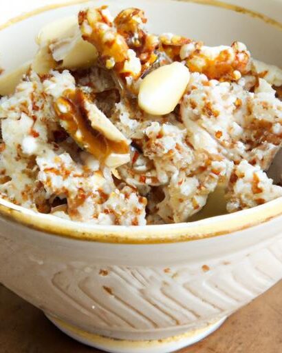 Cozy Mornings: Warm Quinoa Bowl with Crunchy Nuts Delight