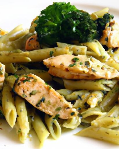 Herb-Infused Pesto Pasta with Tender Chicken Delight