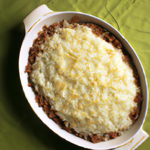 Hearty Shepherd's Pie with ground Beef and Fluffy Rice