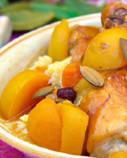 Savory Chicken Tagine with Sweet Apricots and Crunchy Almonds