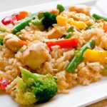 Colorful Fried Rice with Veggies and Chicken Delight