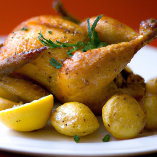 Zesty Lemon Herb Roasted Chicken with Golden Potatoes Delight