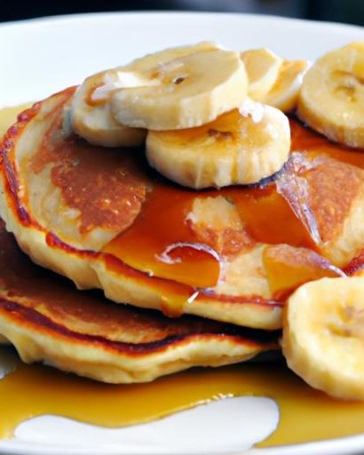 Fluffy Gluten-Free Banana Pancakes Drizzled with Maple Syrup